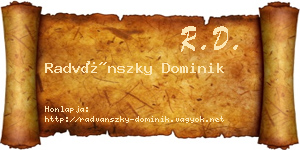 Radvánszky Dominik névjegykártya